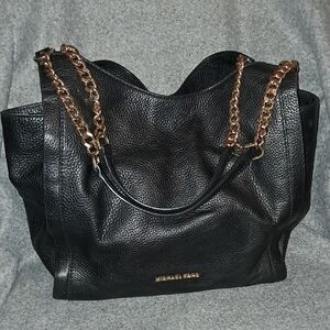 MICHAEL Michael Kors Black and Gold Shoulder Bag with Leather Handles